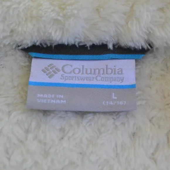 Columbia Girls Sherpa Fleece Ivory Zip-up Jacket Size Large - Picture 2 of 4